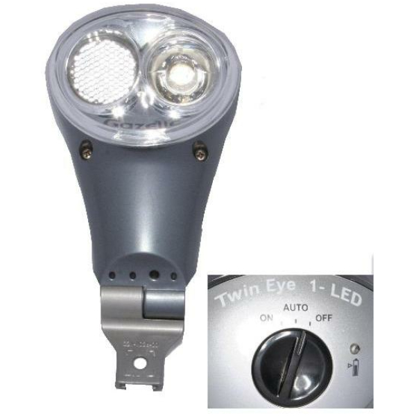 Gazelle GAZ KOPLAMP TWIN EYE LED BATT AUT KB ANTRACIET