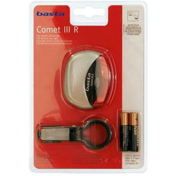 Basta ACHTERLICHT COMET 3 LED BATT ZILVER