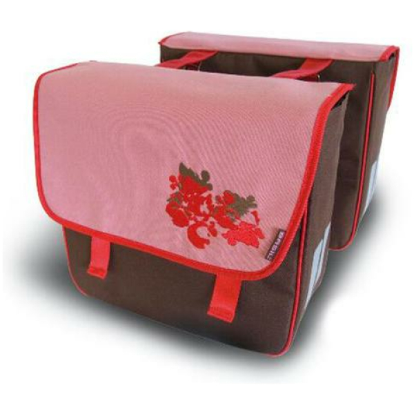 Basil TAS DUBBEL 30L PRIMA VISTA BRUIN/ROOD BRUIN ROOD