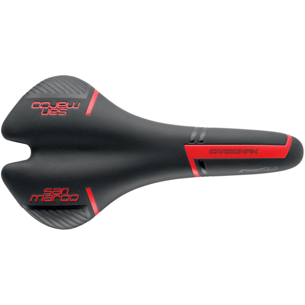 Selle San Marco ZADEL SM ASPIDE CARBON FX WIDE ZW/RO Zwart/Rood