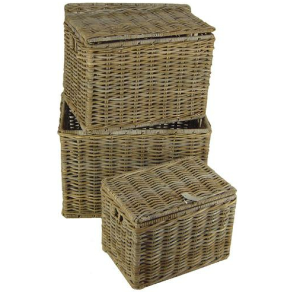 Merkloos MAND ROTAN GREY M/DEKSEL GROOT NATUREL
