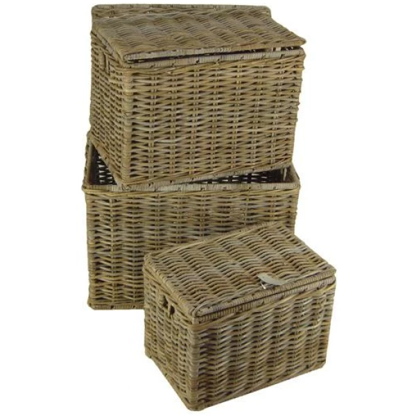 Merkloos MAND ROTAN GREY M/DEKSEL GROOT NATUREL