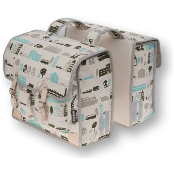 Basil TAS DUBBEL MEMORIES CANVAS COTTON/MINT COTTON MINT