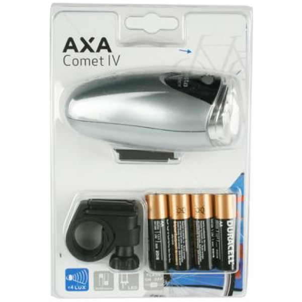Axa KOPLAMP COMET IV LED BATT STUUR KRT ZILVER