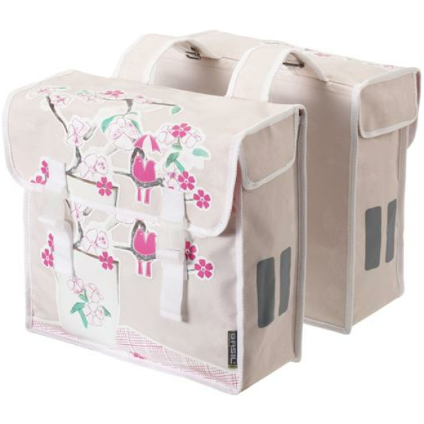 Basil TAS BAS BLOSSOM SCRAP DUBBEL ROSE 35L Roze / Wit