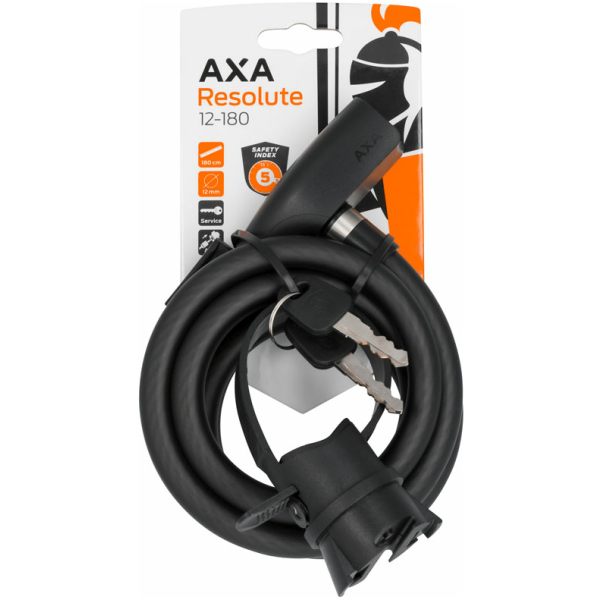 Axa SLOT KABEL RESOLUTE 180X12 M/HOUDER ZW Zwart