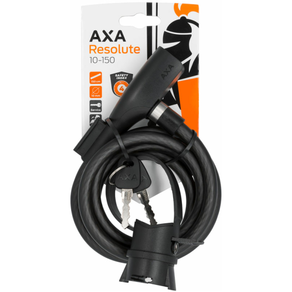 Axa SLOT KABEL RESOLUTE 150X10 M/HOUDER ZW Zwart