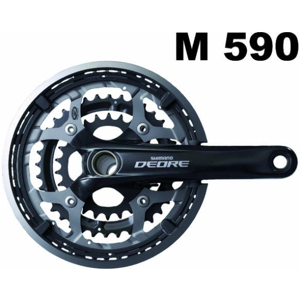 Shimano Shim crankst 44/32/22 Deore + BB zw Zwart