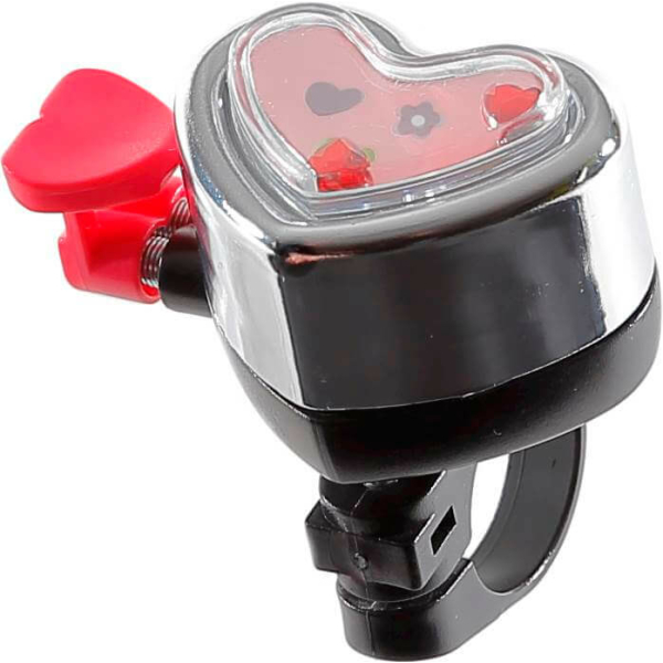 Pex bel hartje chr/rz op krt Chroom/Roze