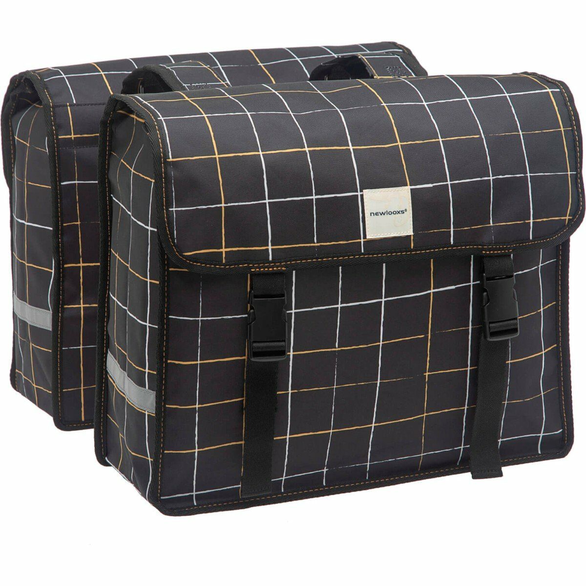 New Looxs fietstas dubbel Fiori Check Black - Afbeelding 3