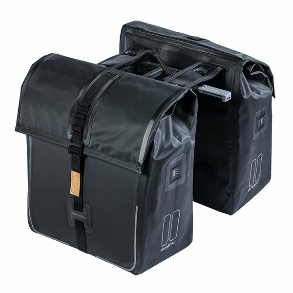 Basil fietstas dubbel Urban dry black MIK Solid Black - Afbeelding 3