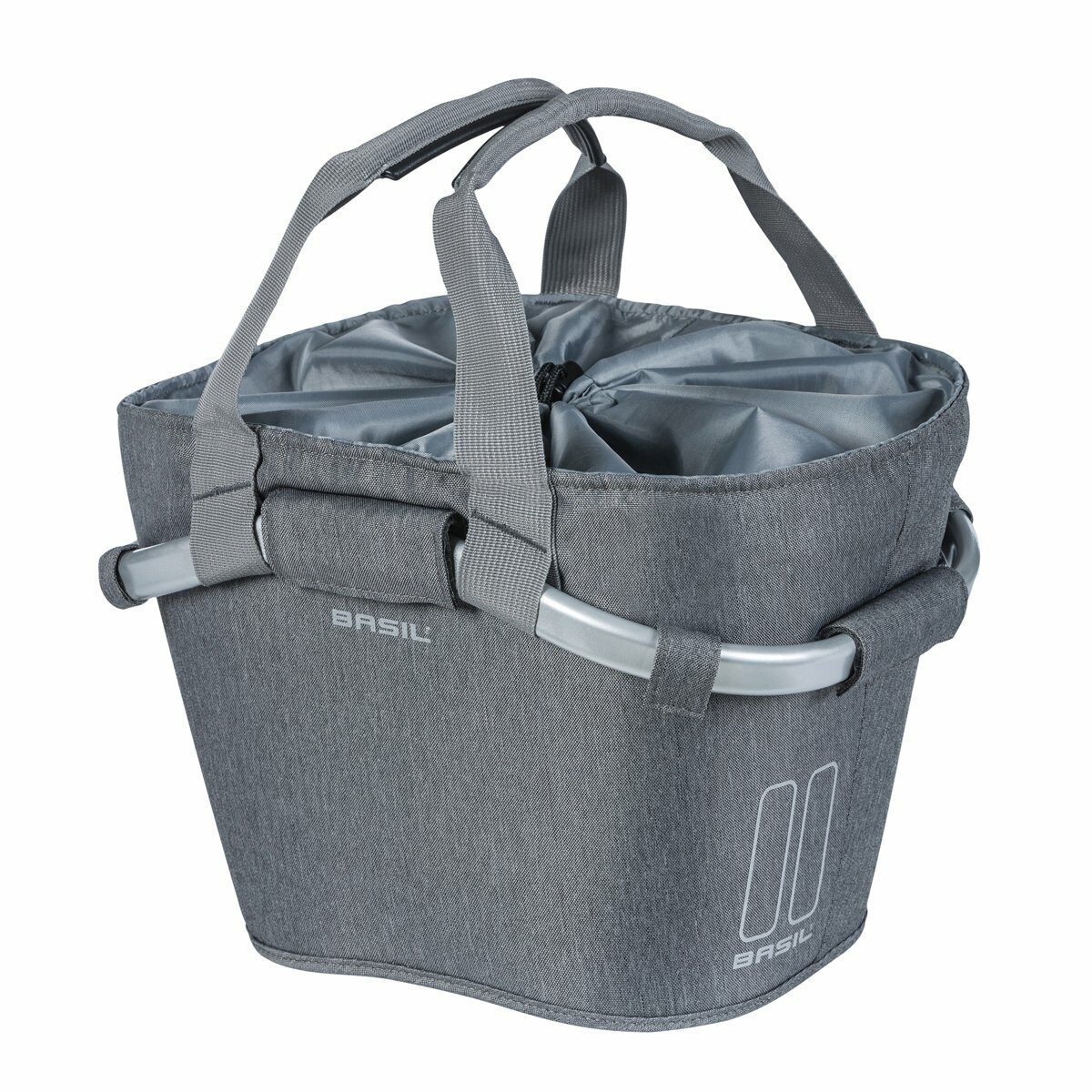 Basil mand front 2day Carry All KF 15L Grey Melee